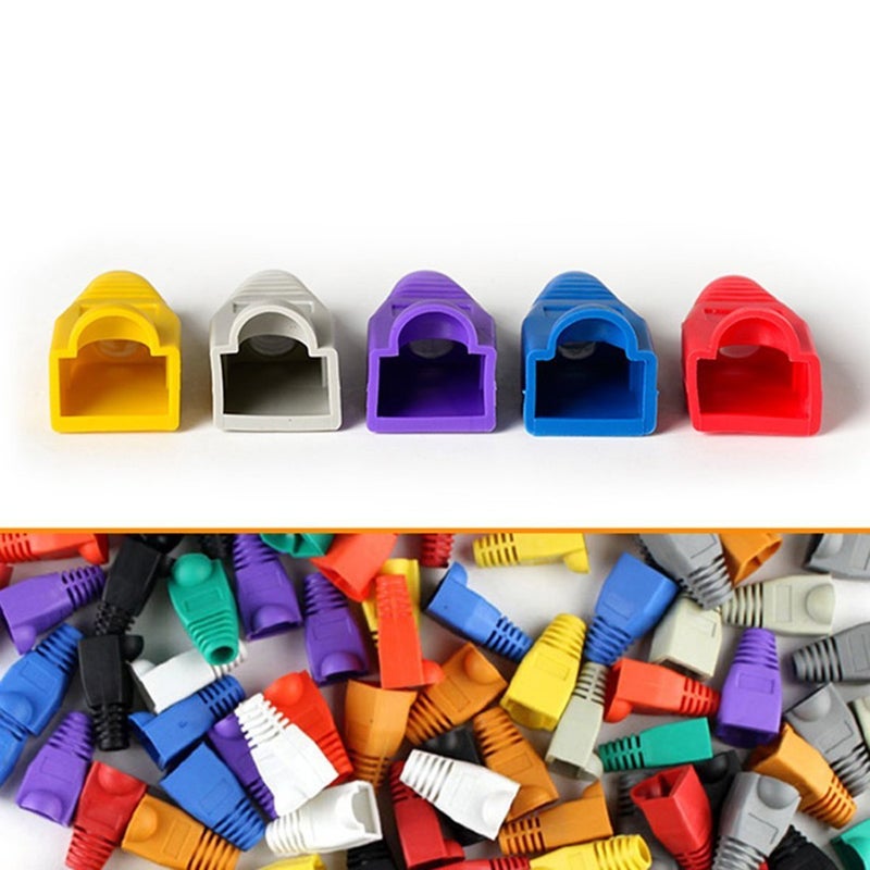 YXQ 100 Pcs Cat5E CAT6 RJ45 Ethernet Network Cable Strain Relief Boots Cable Connector Plug Cover (10 Colors) - Image 4